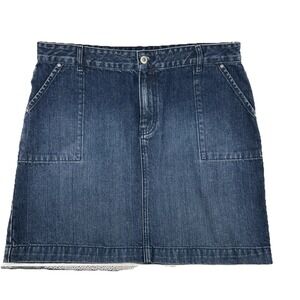 Tommy Hilfiger Denim Mini Skirt Women's 12 Straight Patch Pockets Front Zipper